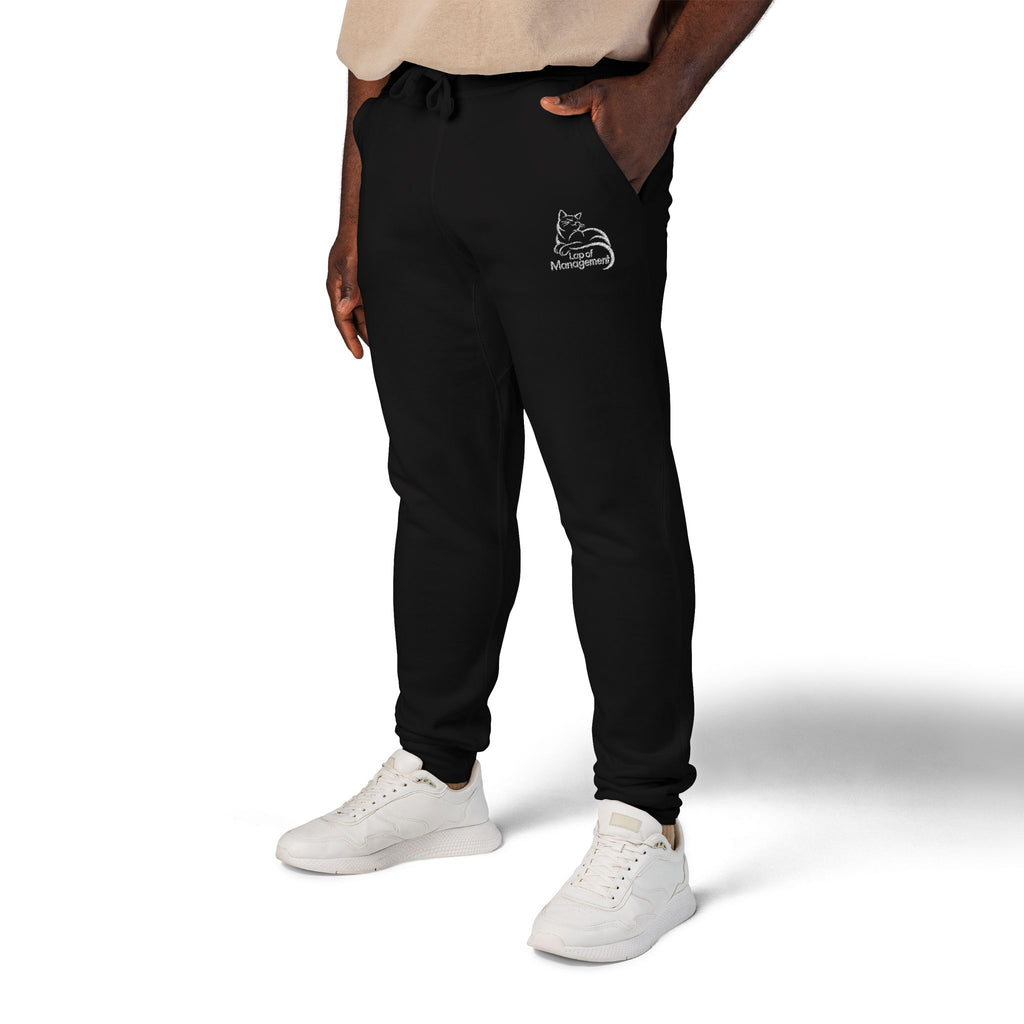 Lap of Management Embroidered Cat Fleece Joggers