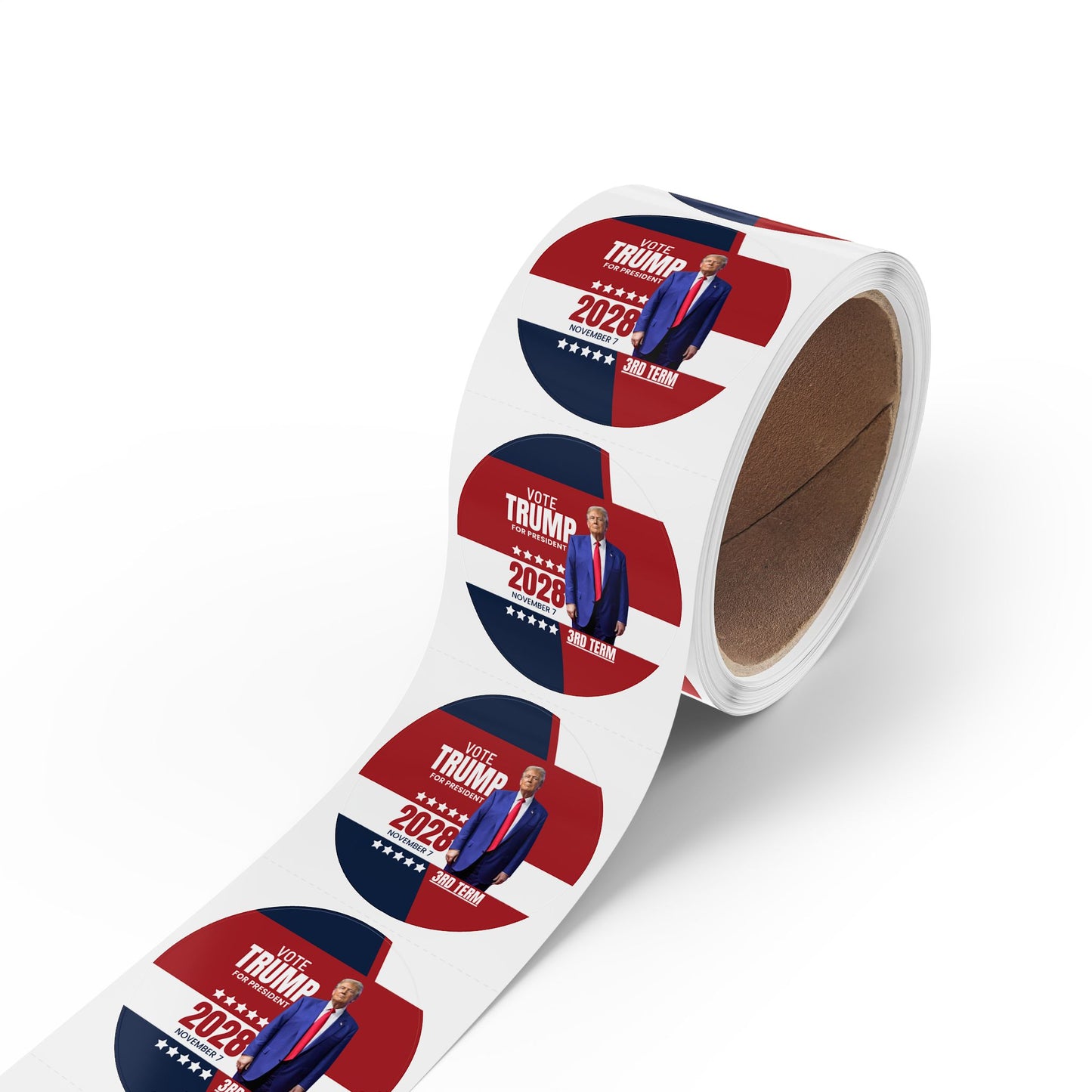 Vote Trump 2028 Round Sticker Rolls - Bold Political Campaign Labels