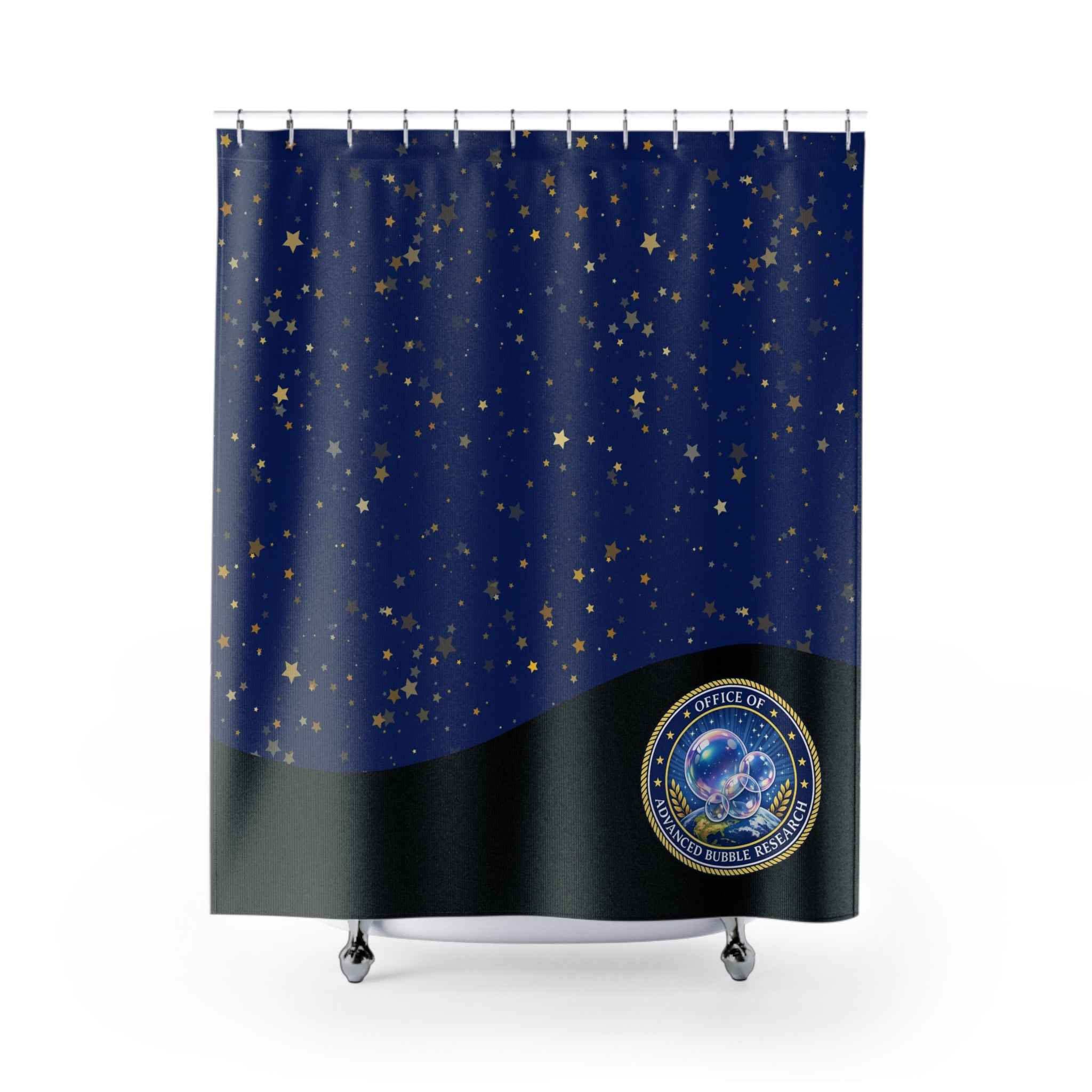 Office of Advanced Bubble Research Shower Curtain | Celestial Bubble Bathroom Decor