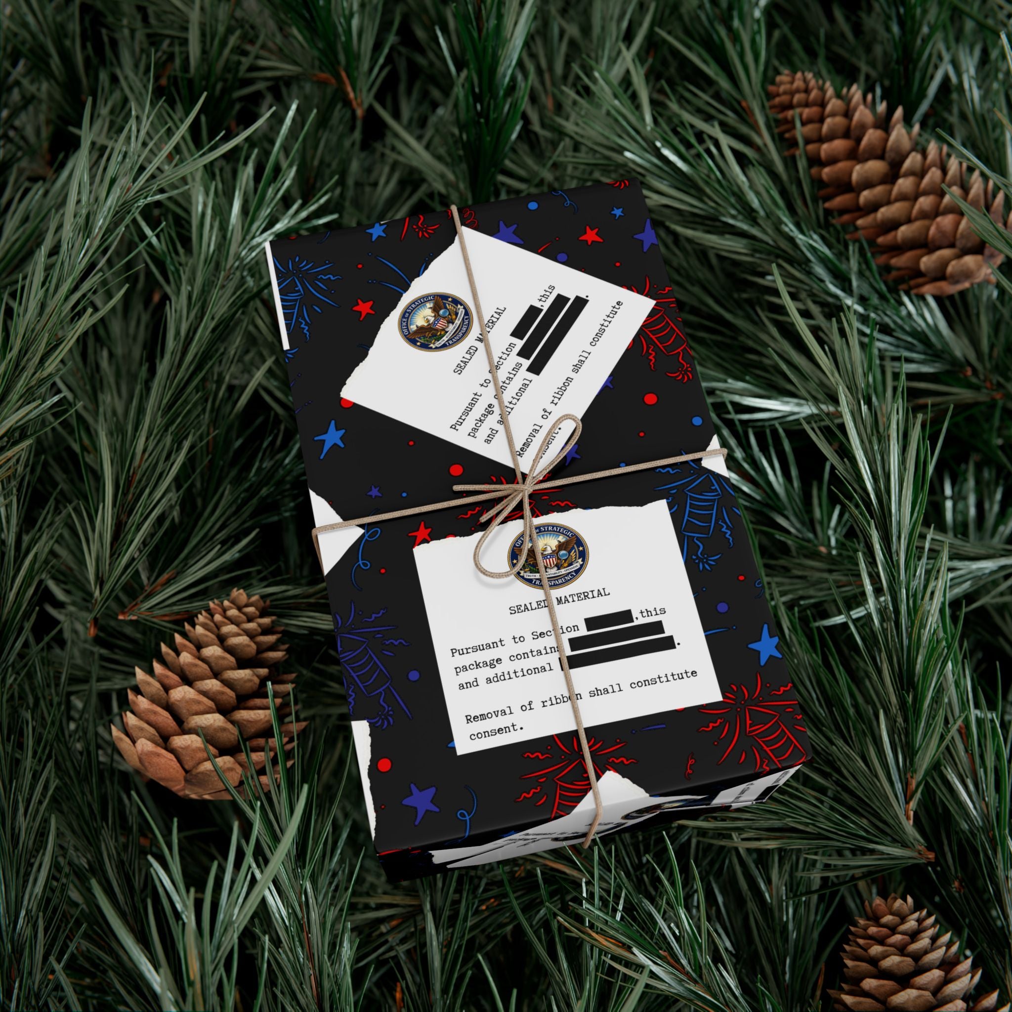 Classified Celebration Gift Wrap – Patriotic Parody Fireworks Wrapping Paper
