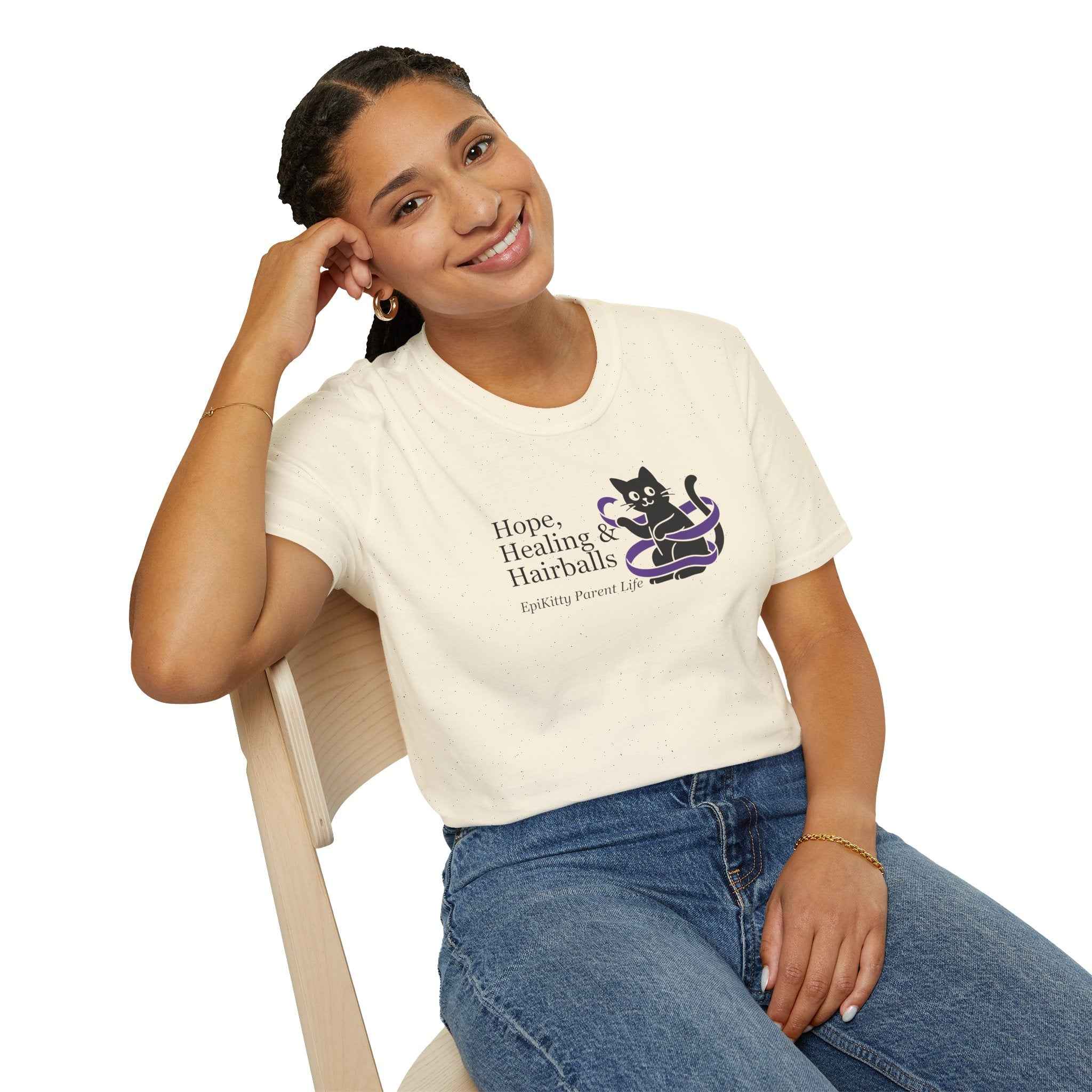 Hope, Healing & Hairballs Cat T-Shirt – Epikitty Parent Awareness Tee