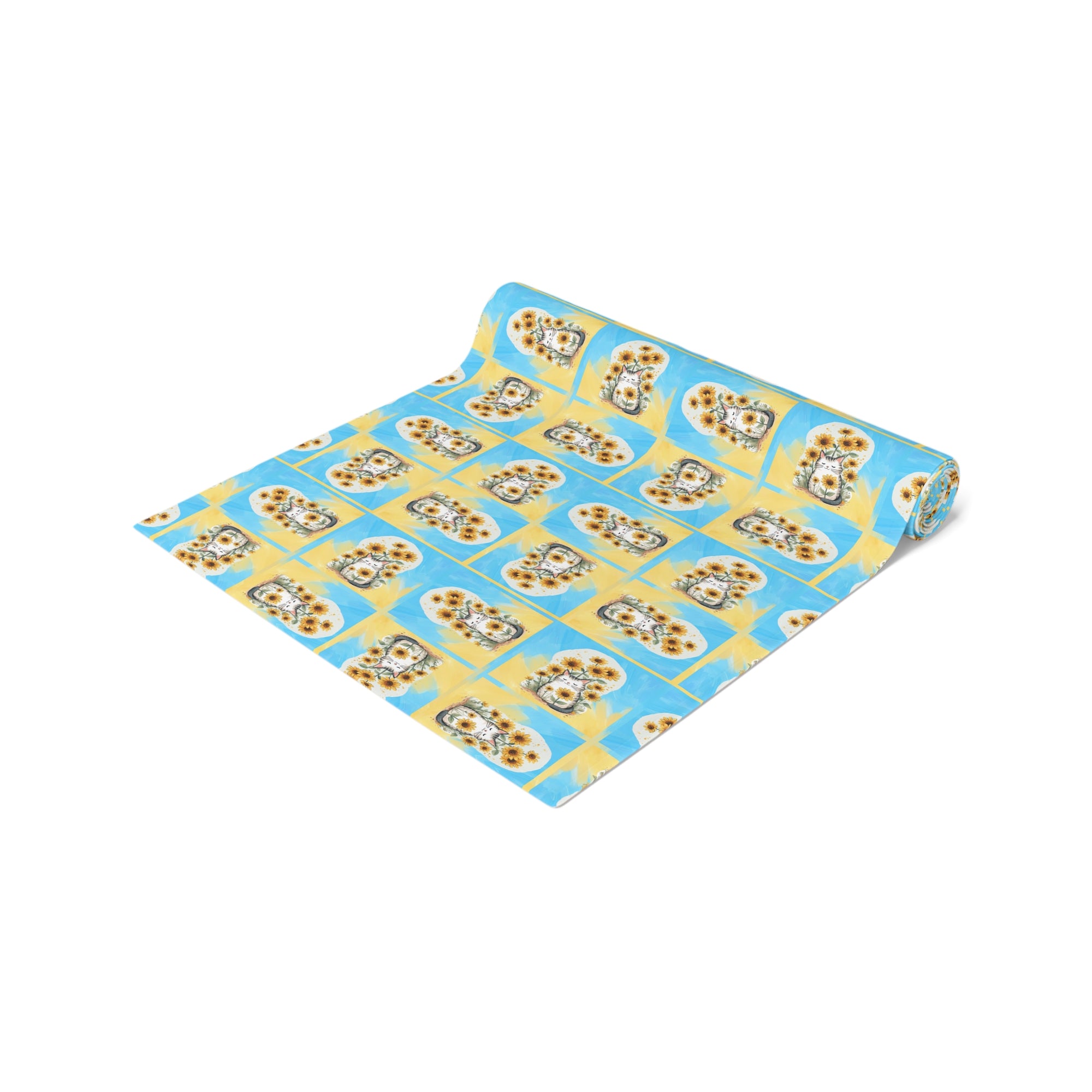 Whimsical Sunflower Kitty Table Runner