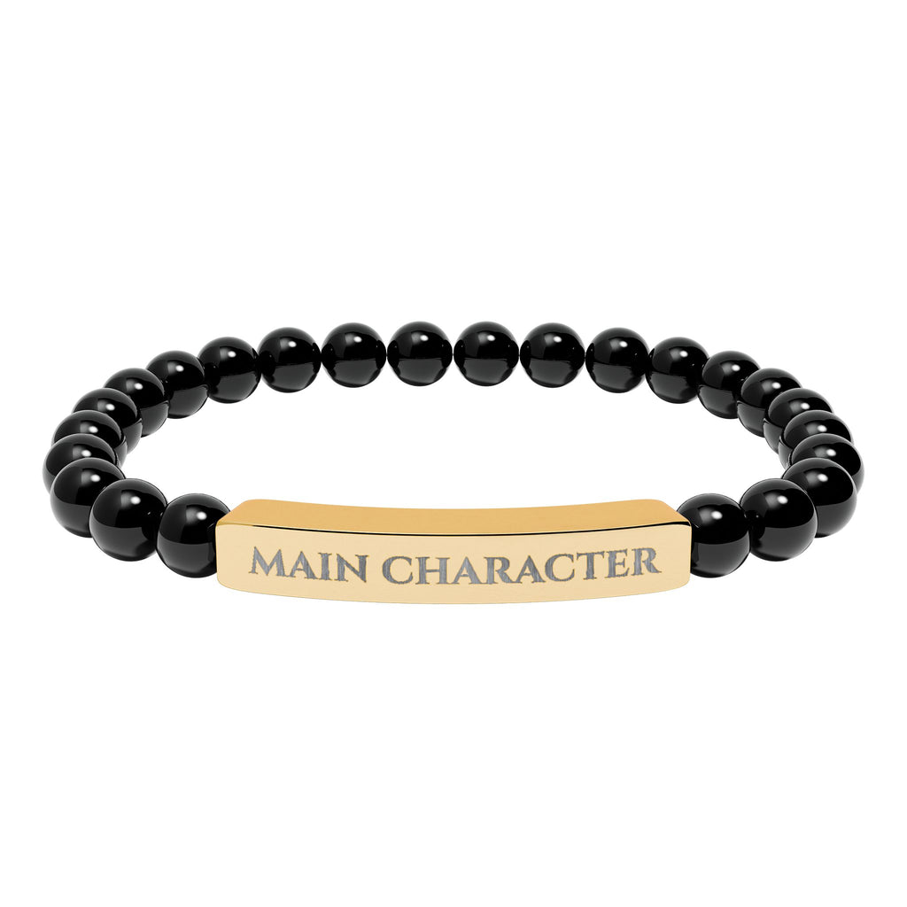 Main Character Natural Stone Engraved Bar Bracelet