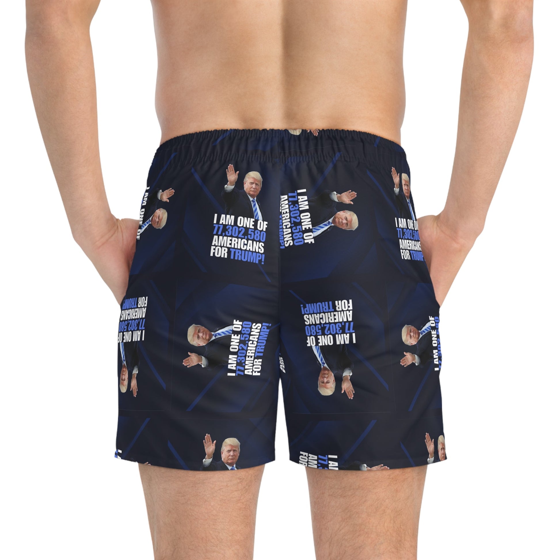 American for Donald Trump Swim Trunks - Fun Pool Wear for Supporters Printify