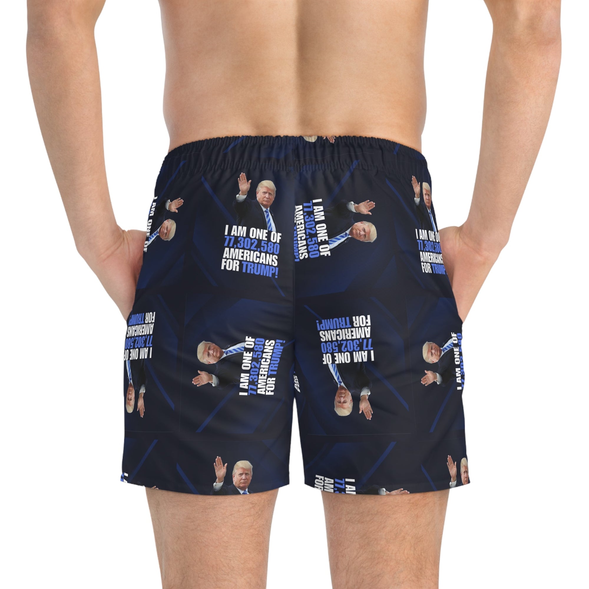 American for Donald Trump Swim Trunks - Fun Pool Wear for Supporters Printify