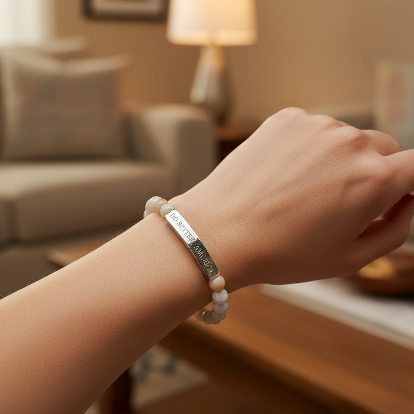 Do Better, America Bracelet – Engraved Stainless Steel Stretch Bracelet