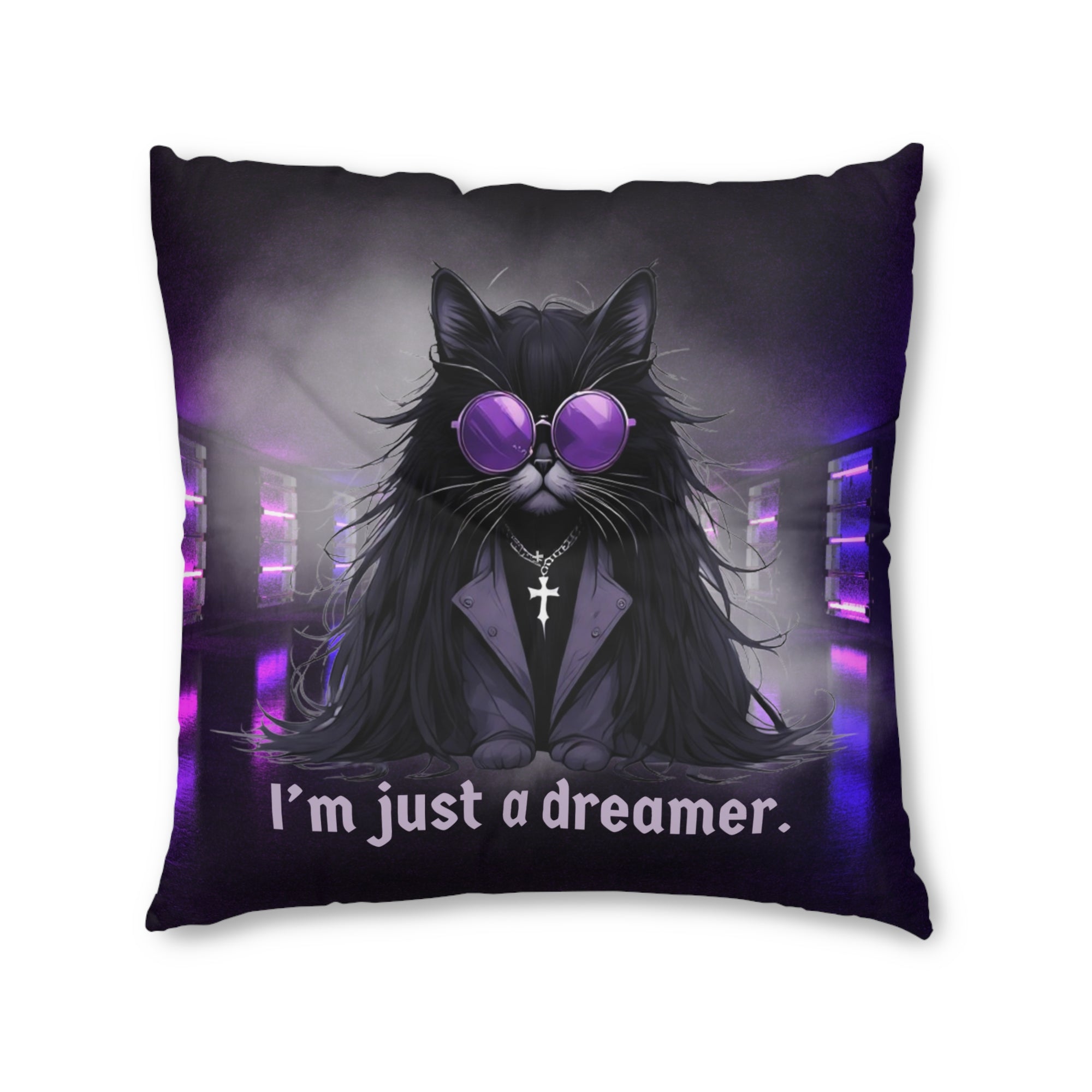 Dreamer Ozzy Cat Tufted Floor Pillow, Square