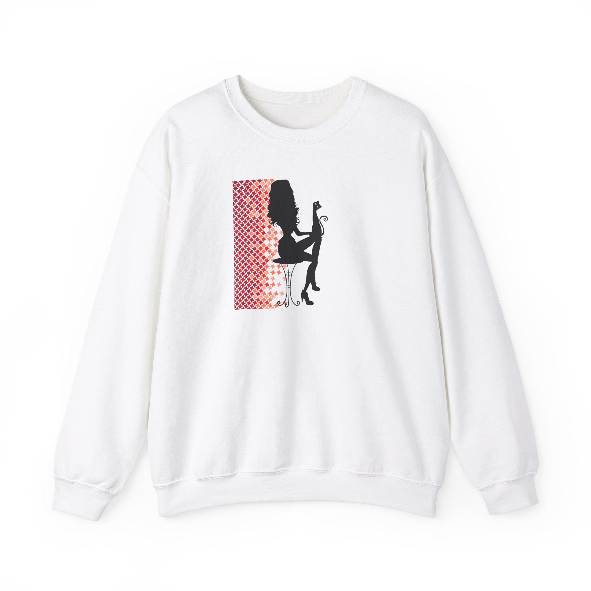 Photo depicting the ​Poised Cat Lady Heavy Blend™ Crewneck Sweatshirt from EpiAl's Shop.