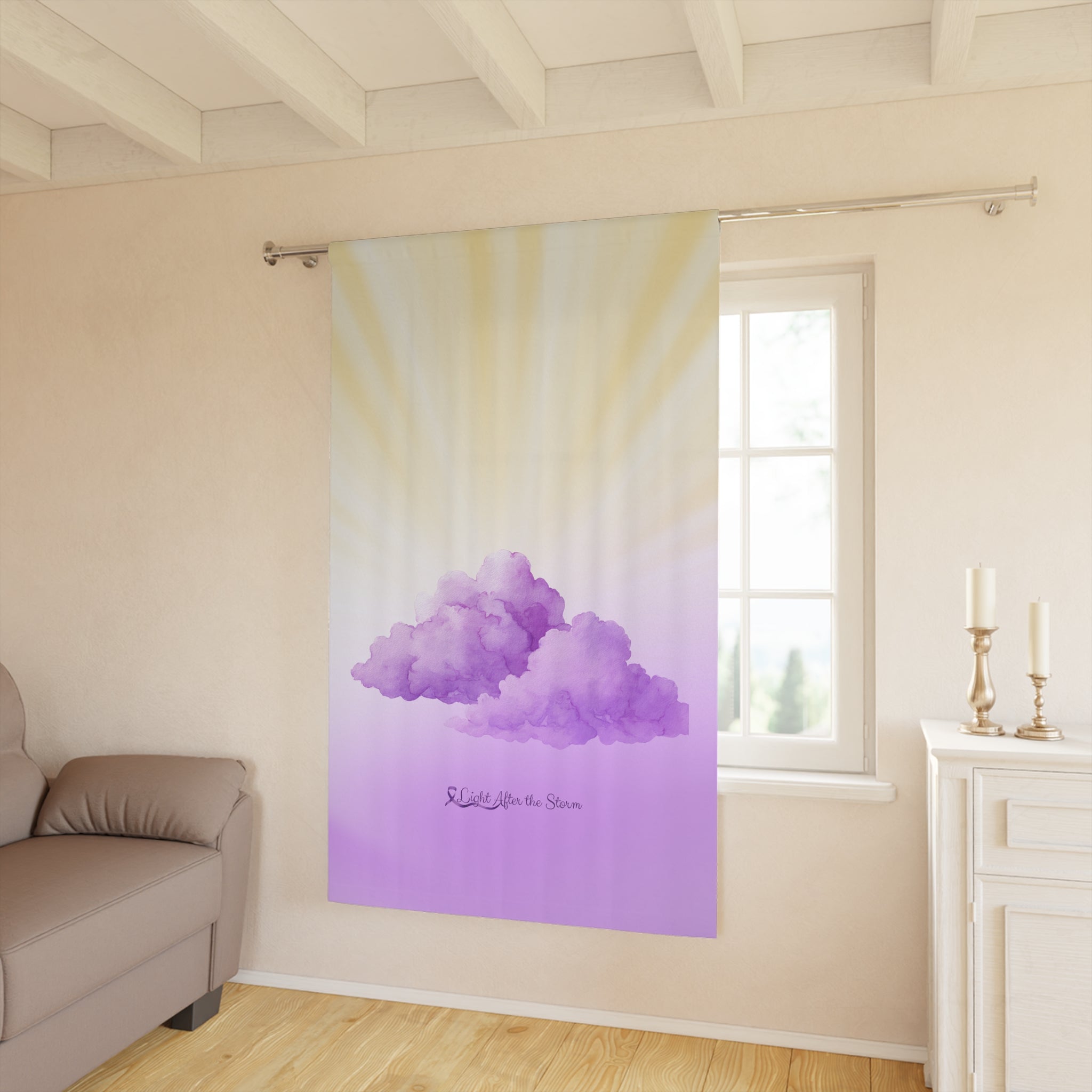 “Light After the Storm” Blackout Curtain Panel – Purple Clouds & Sunrise
