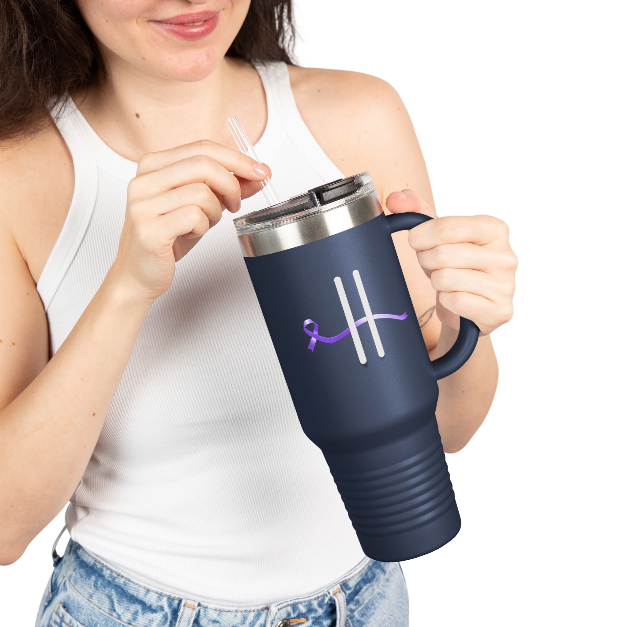 Pause | 40oz Insulated Travel Mug – Subtle Epilepsy Awareness