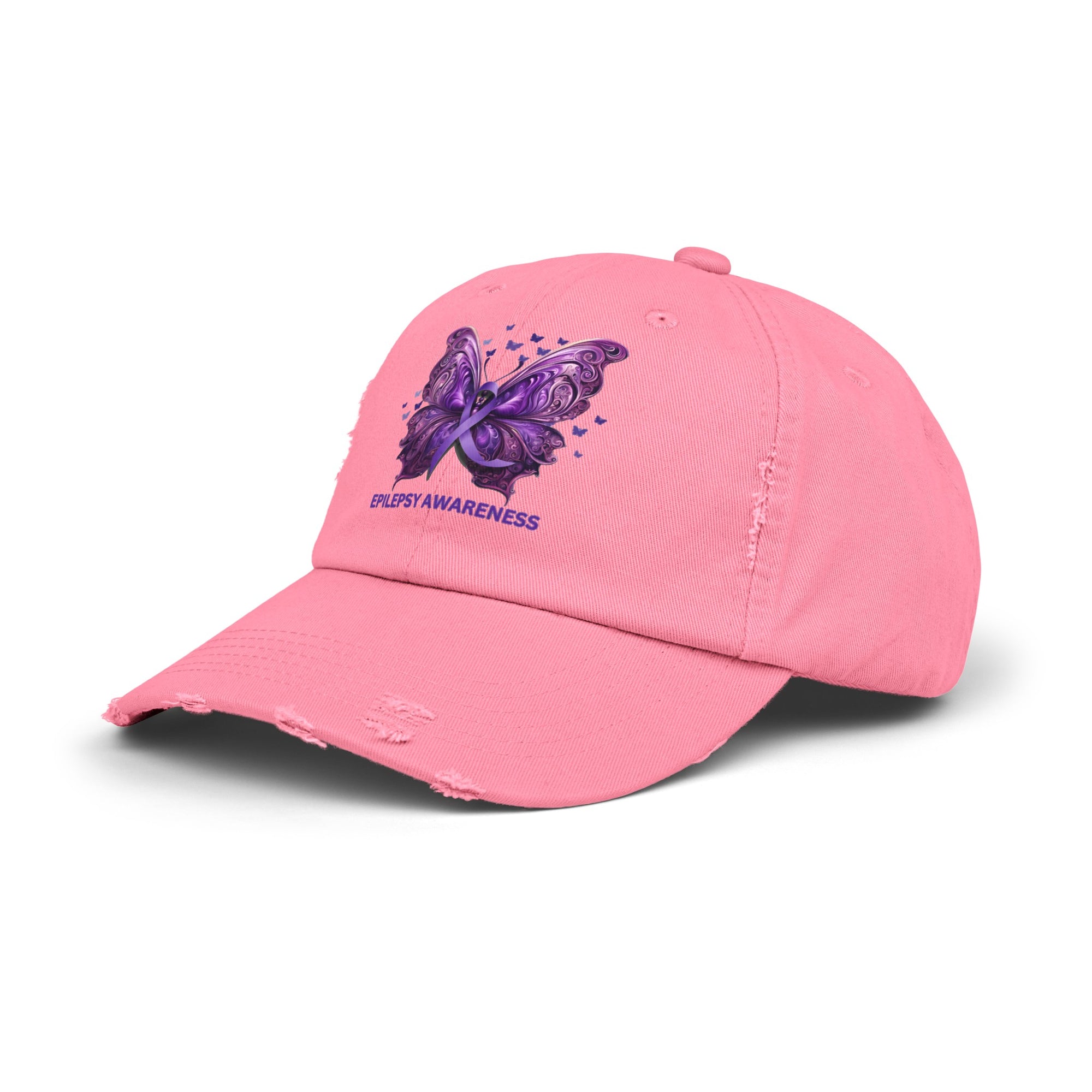 Epilepsy Butterfly Unisex Distressed Cap - Hats - Epileptic Al’s Shop