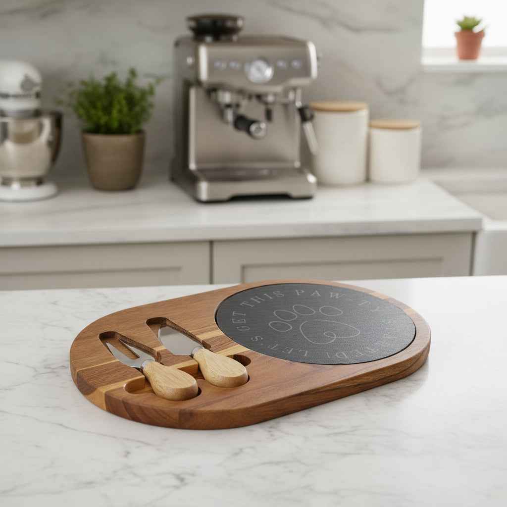 Get this Paw-ty Started Engraved Charcuterie Board - Perfect for Pet Lovers