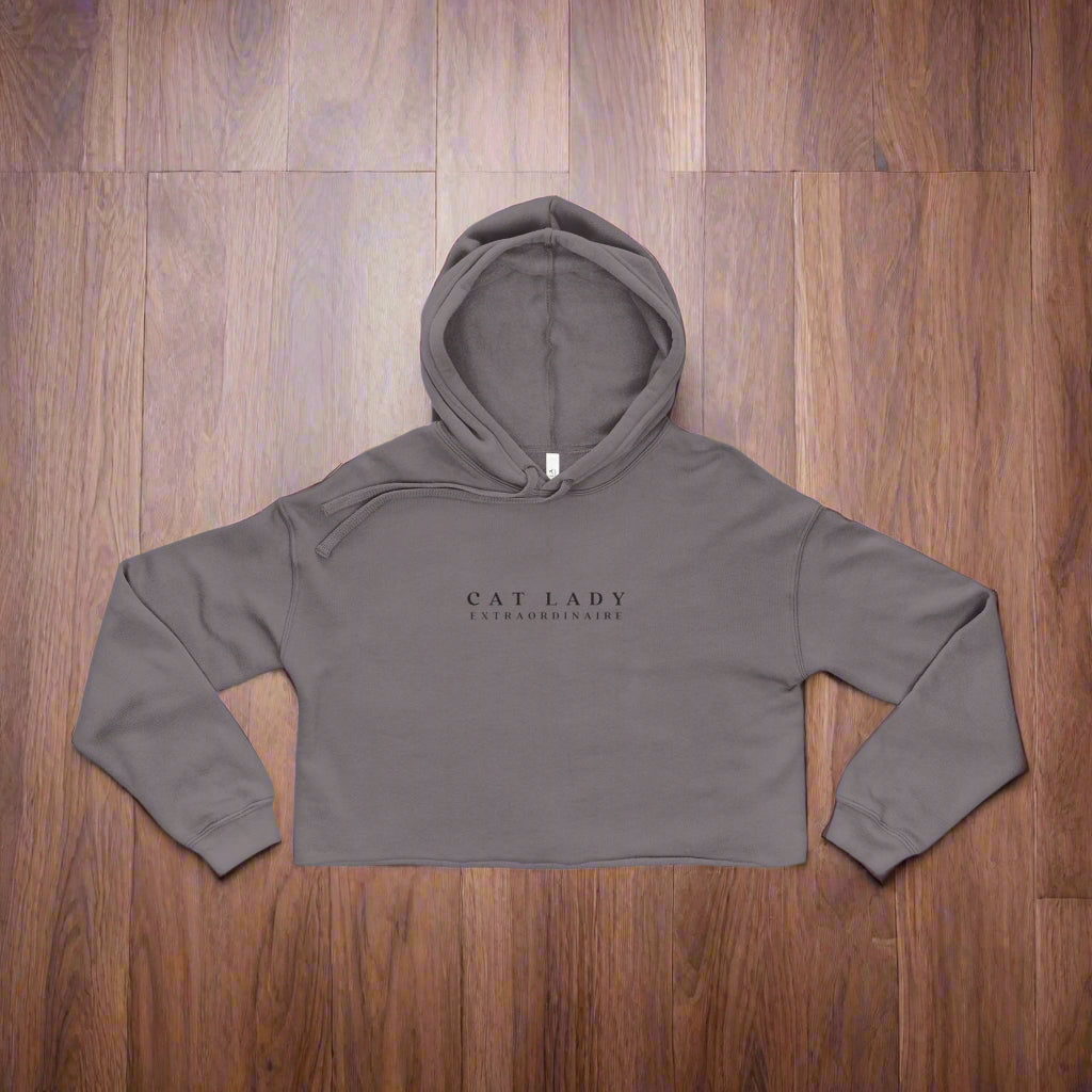 Cat Lady Cropped Hoodie, Cute Casual Wear