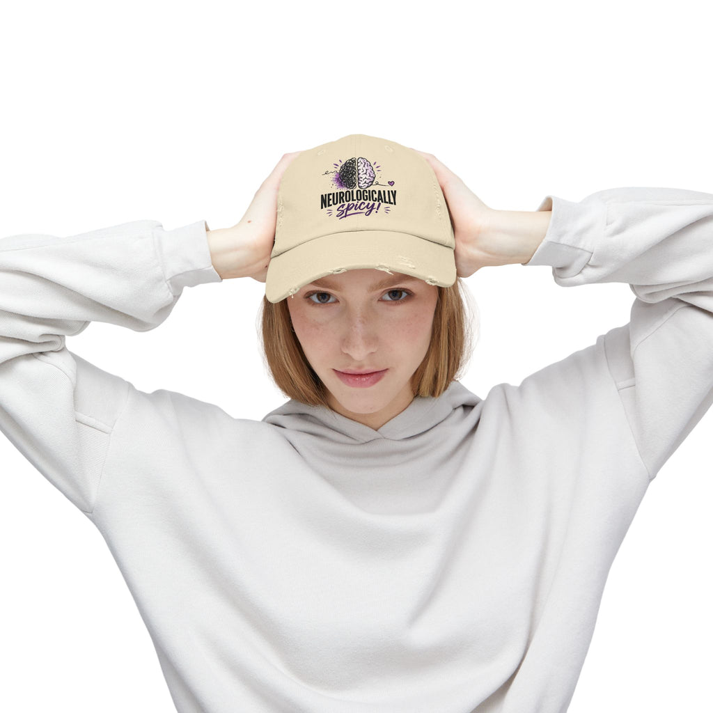 Neurologically Spicy Distressed Cap | Epilepsy Awareness Brain Hat