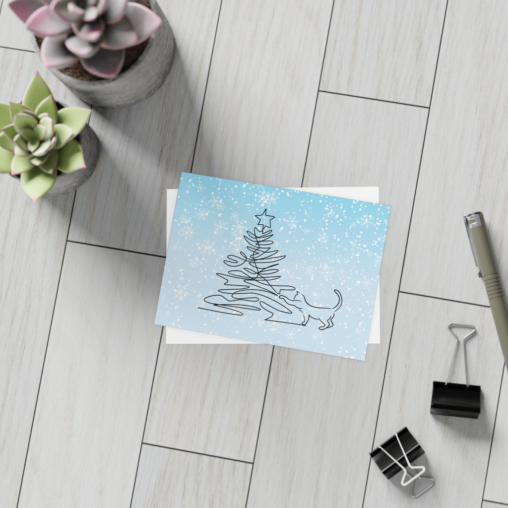 Kitty & Christmas Tree Postcard Bundles (envelopes included)