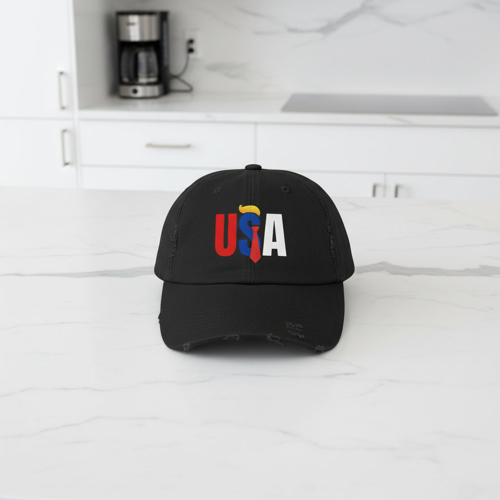 Unisex Trendy Distressed USA Cap