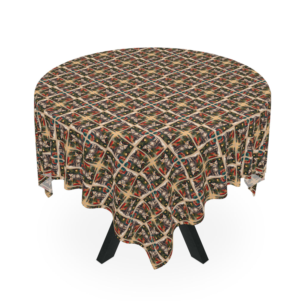 Throwback Christmas Kitten Tablecloth