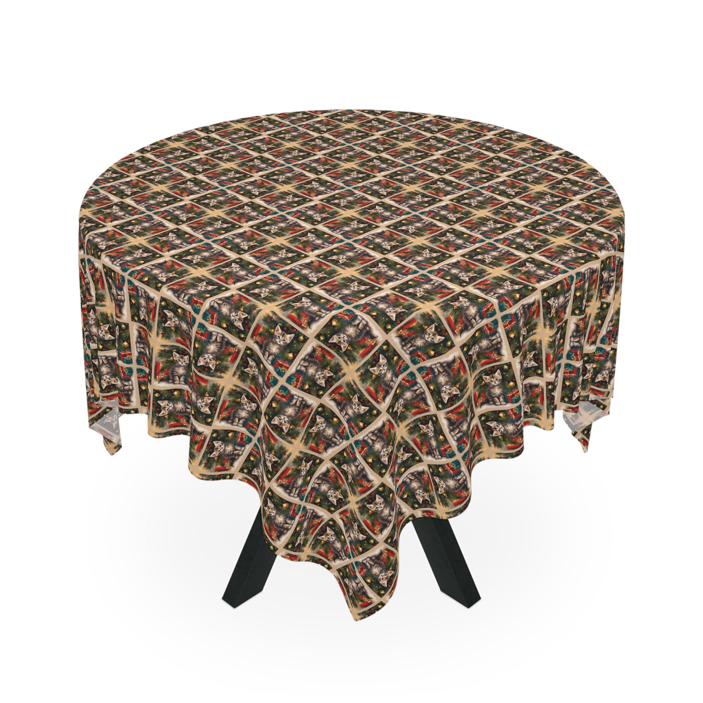 Throwback Christmas Kitten Tablecloth