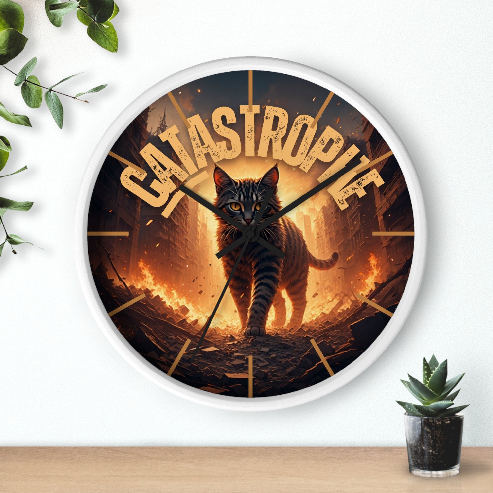 Catastrophe Cat Wall Clock, Unique Home Decor