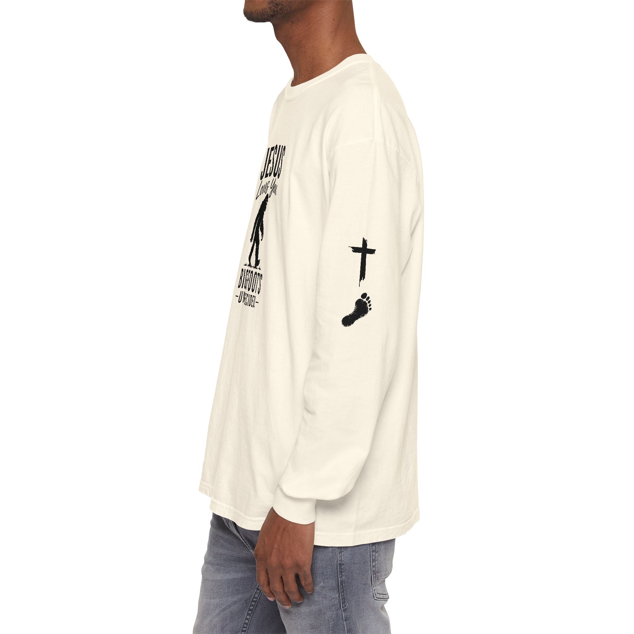 Jesus Loves You. Bigfoot’s Undecided. Long Sleeve Shirt