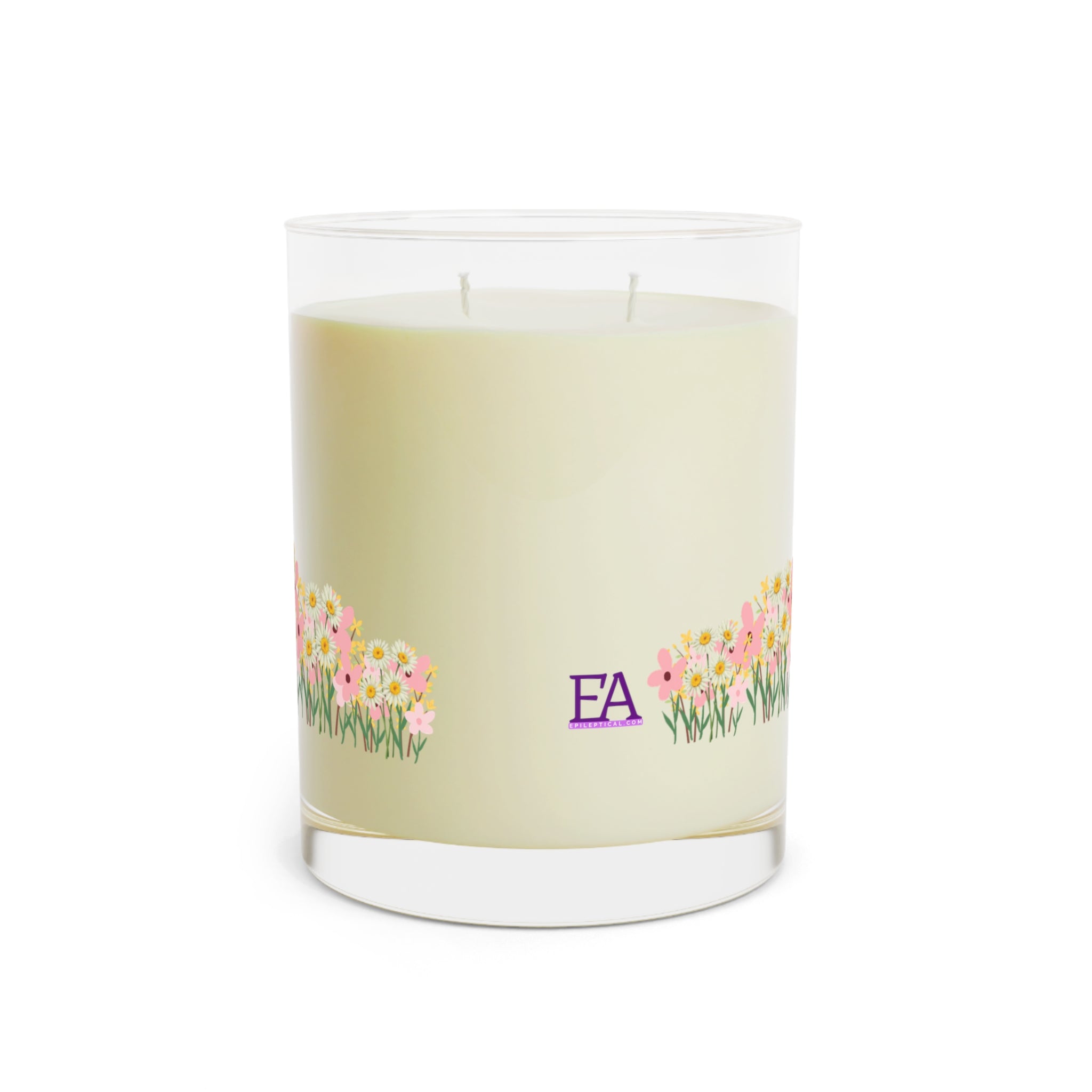 Floral Cat Glass Candle – Cozy Cat Lover Home Decor