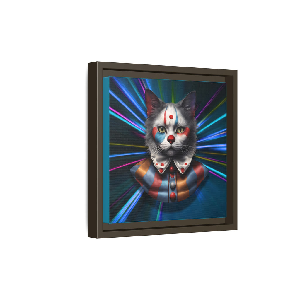 Colorful Cat Clown Framed Canvas Art – Quirky Home Decor for Pet Lovers