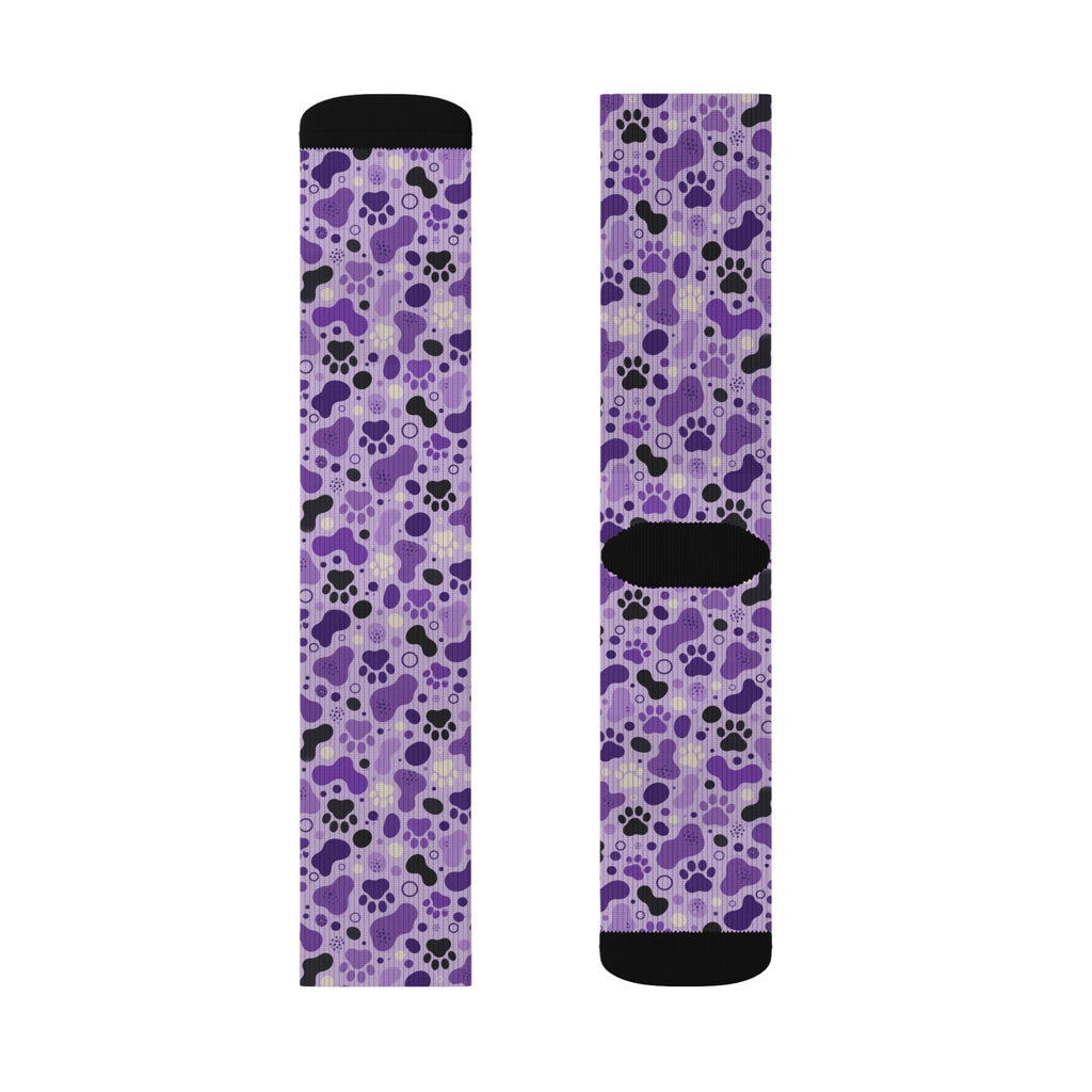 Purple Paws Cat Lover Crew Socks for Cat Ladies