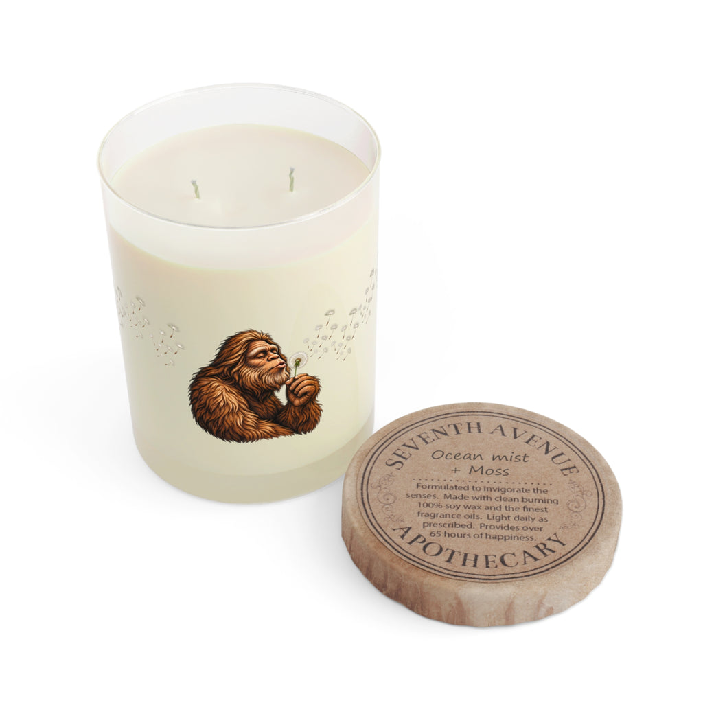 Bigfoot Blowing Dandelion Soy Candle | Sasquatch Glass Jar Candle