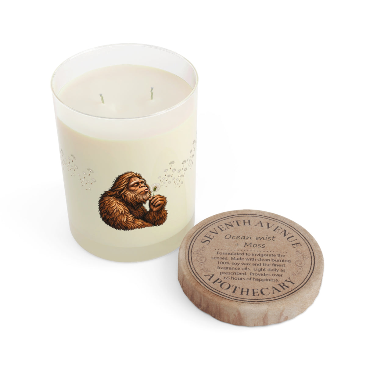 Bigfoot Blowing Dandelion Soy Candle | Sasquatch Glass Jar Candle