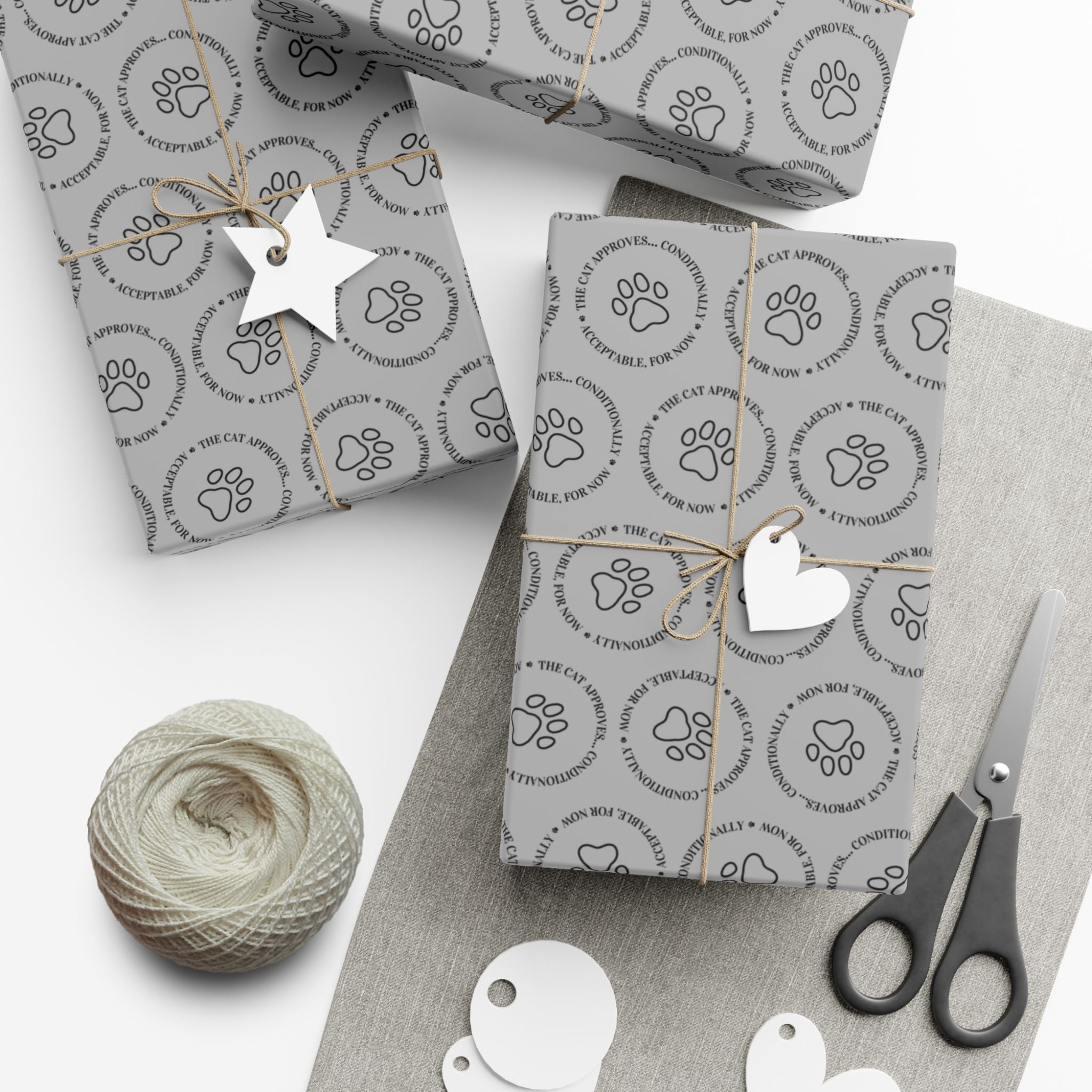 The Cat Approves Gift Wrap Paper (Cat-Themed Humor)