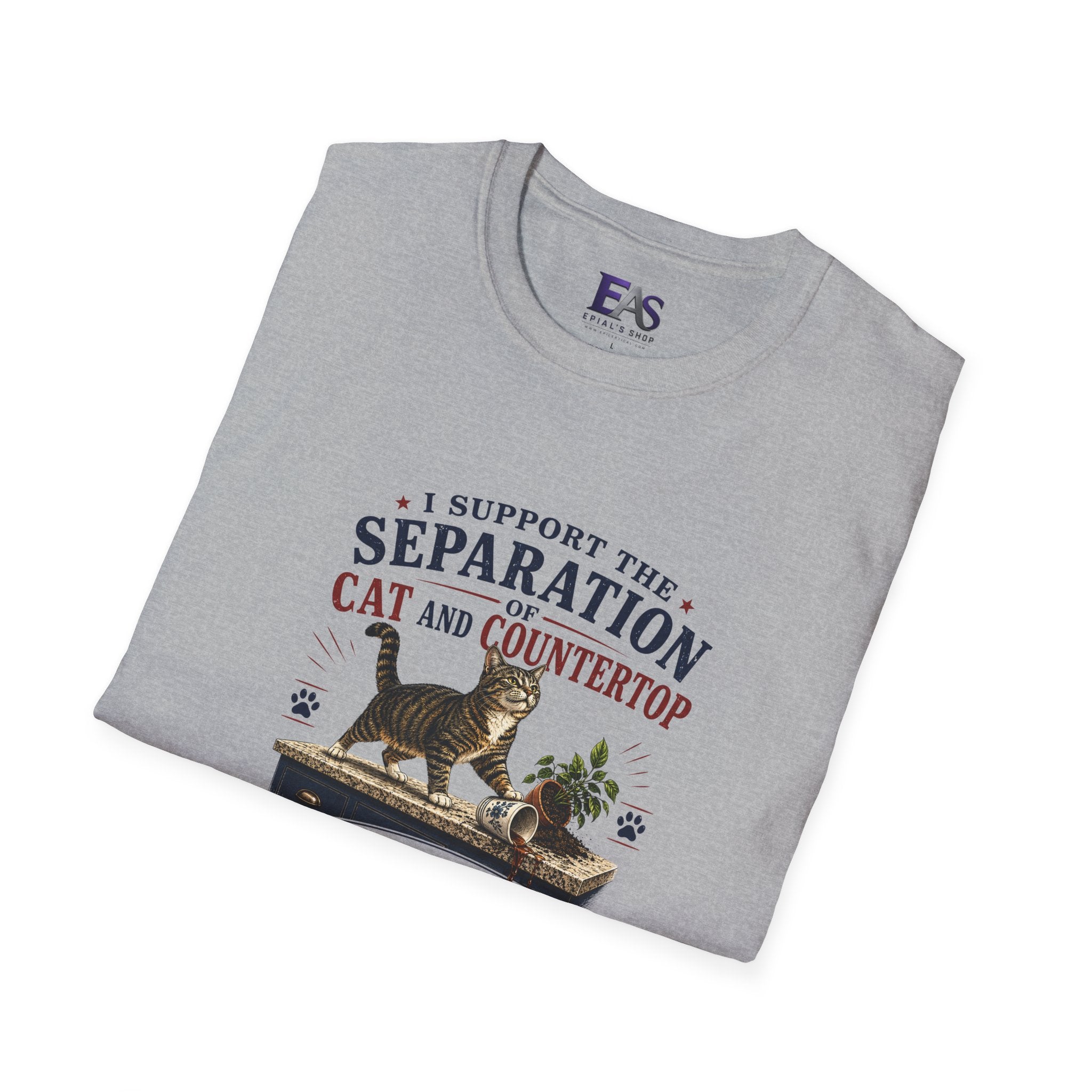 Separation of Cat and Countertop T-Shirt | Funny Cat Lover Tee