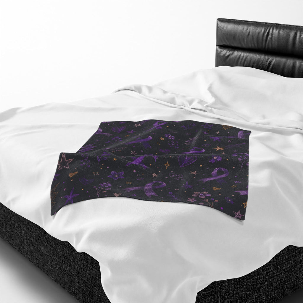 Purple Epilepsy Awareness Ribbon Velveteen Plush Blanket
