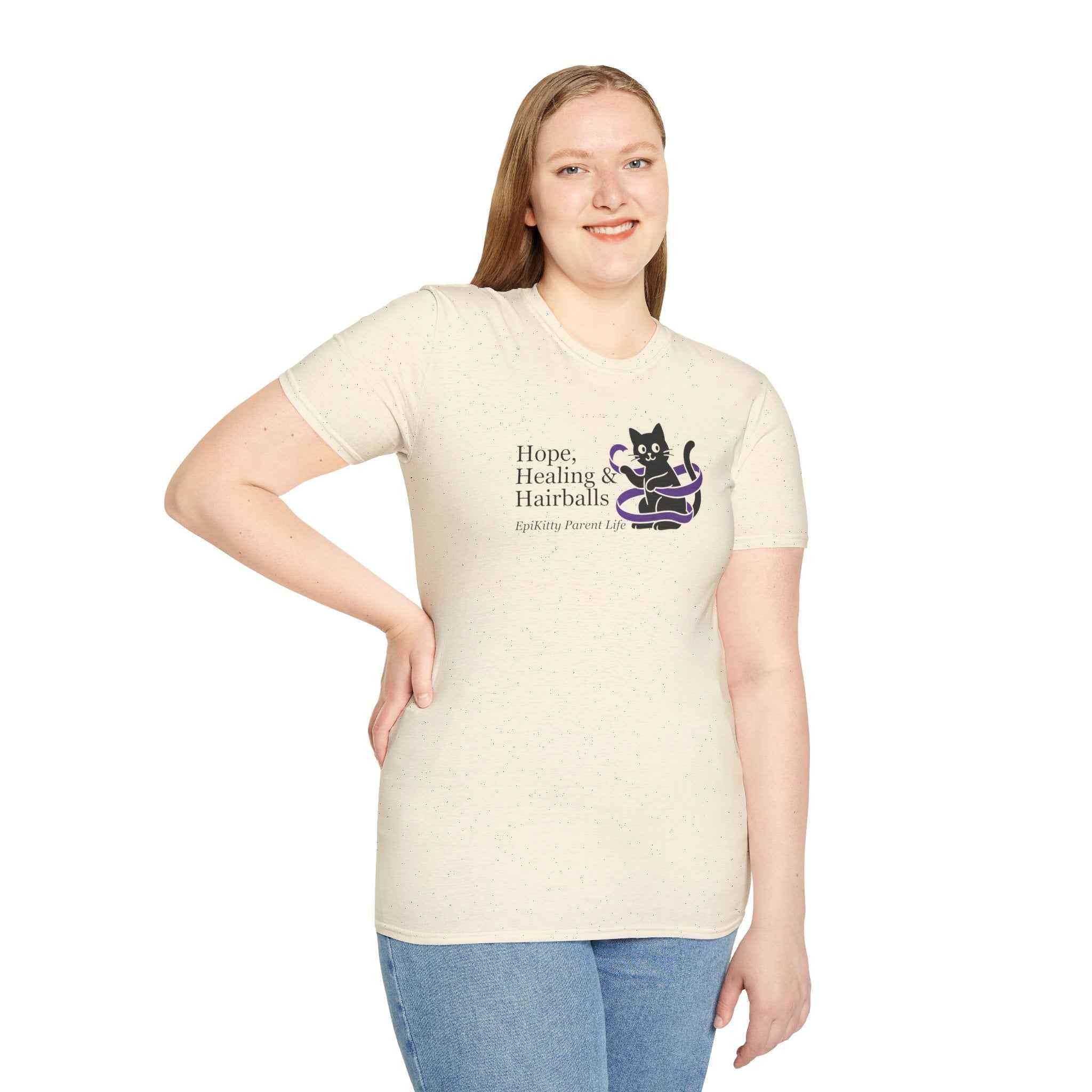 Hope, Healing & Hairballs Cat T-Shirt – Epikitty Parent Awareness Tee