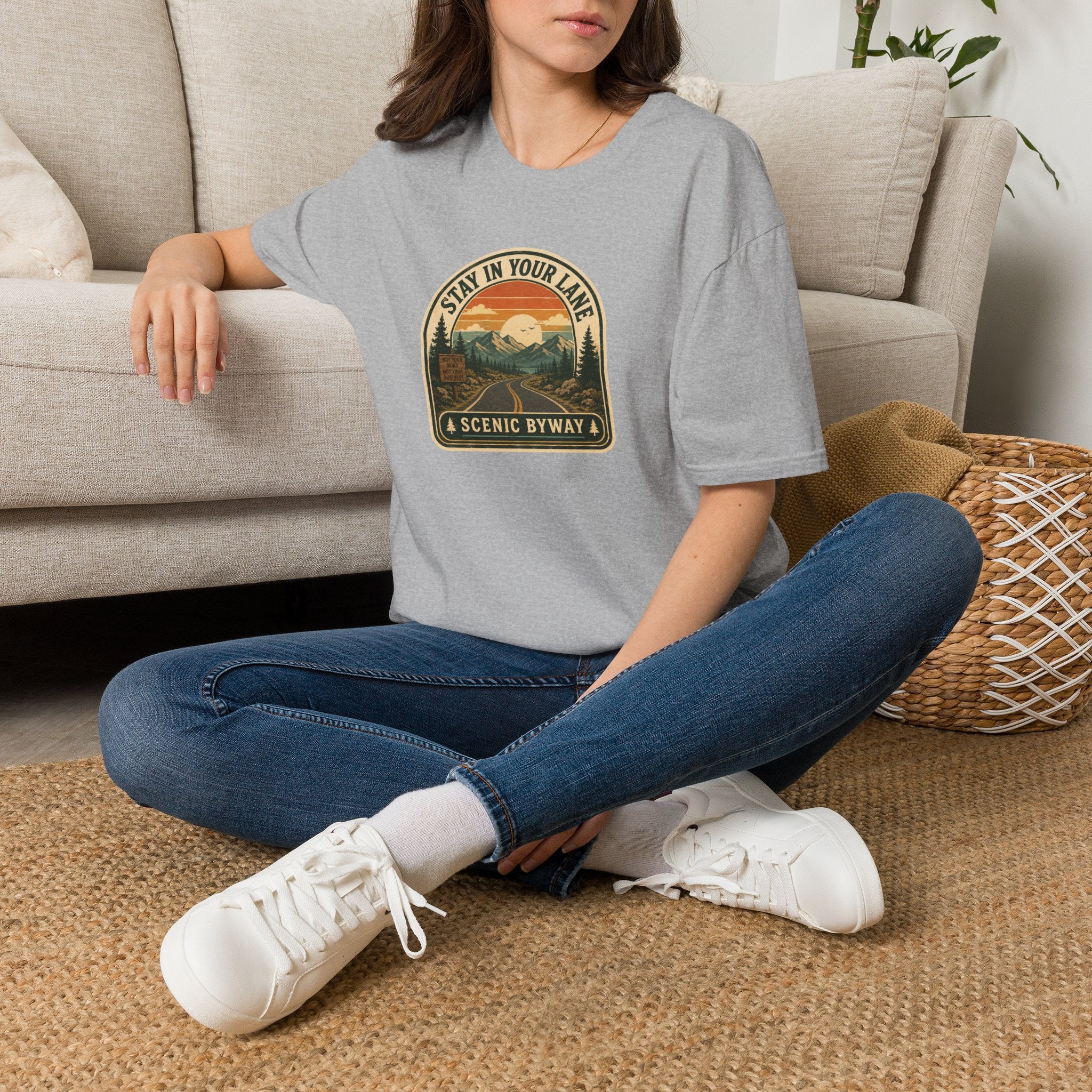 Stay in Your Lane Scenic Byway Unisex T-Shirt | Retro Road Trip Graphic Tee