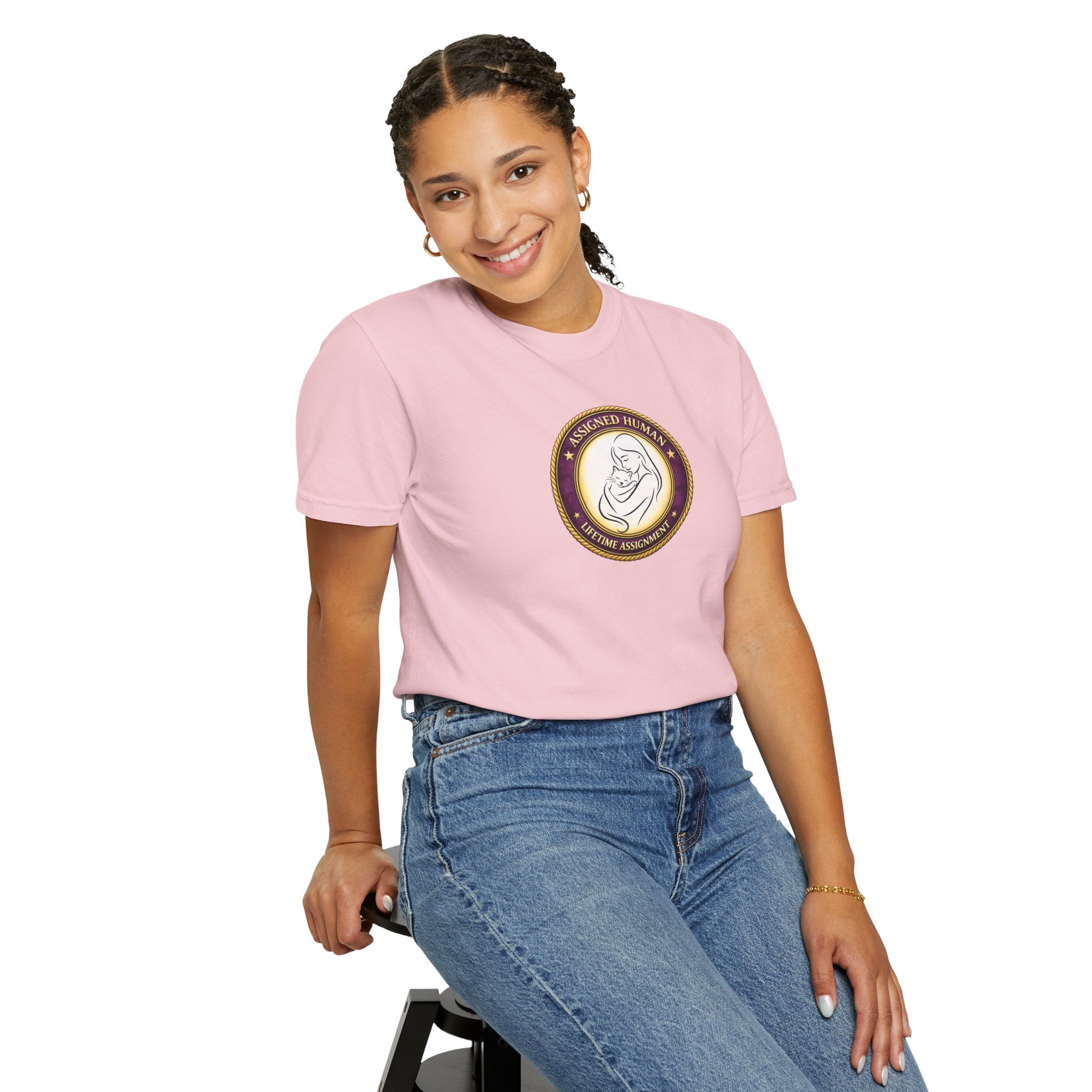 Assigned Human – Lifetime Assignment T-Shirt | Cat Lover Seal Tee