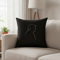 Single-Line Portrait Suede Throw Pillow | Modern Graphic Accent Cushion