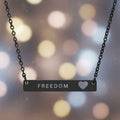 Engraved "Freedom" Cutout Heart Bar Necklace