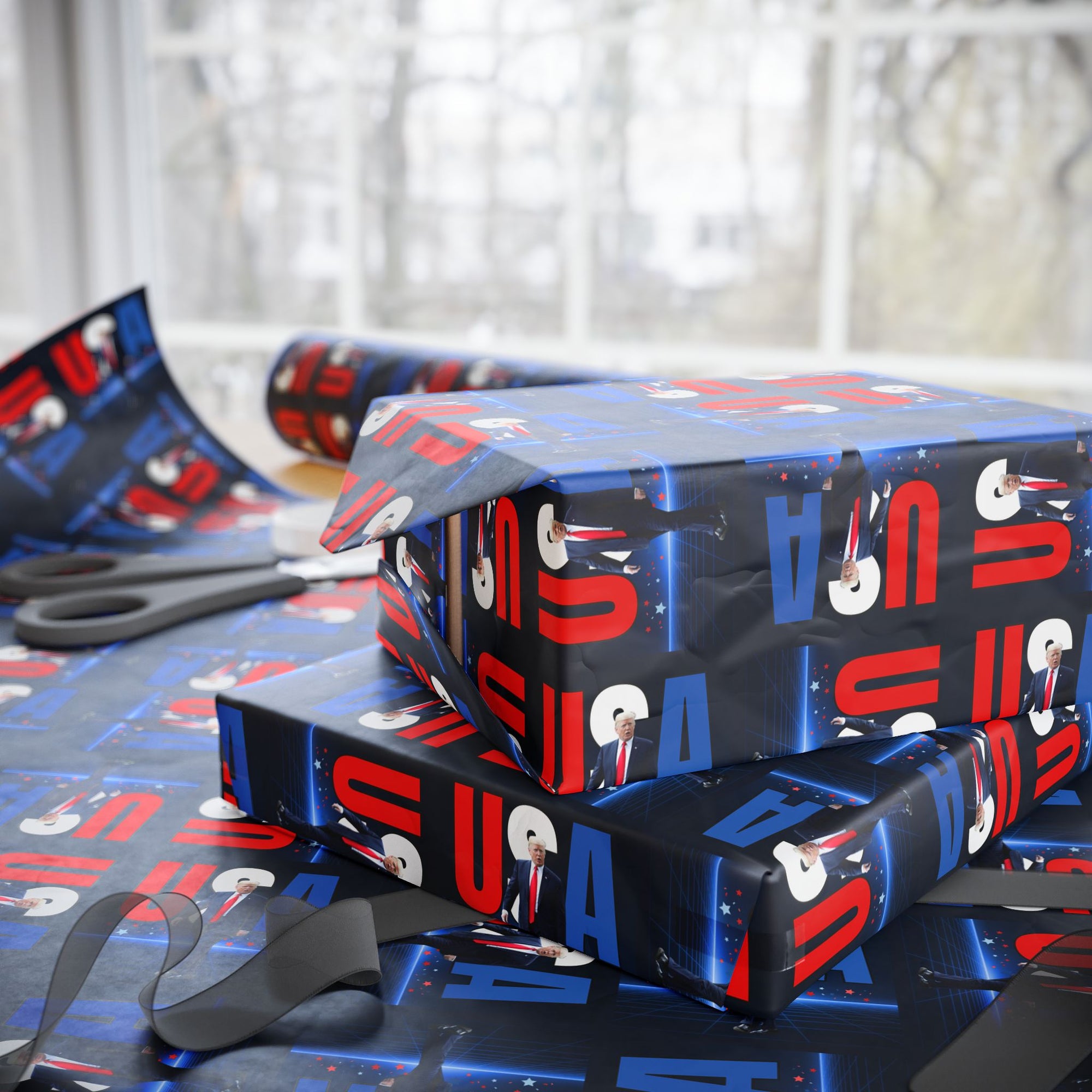 Patriotic USA Wrapping Paper for Celebrations and Holidays