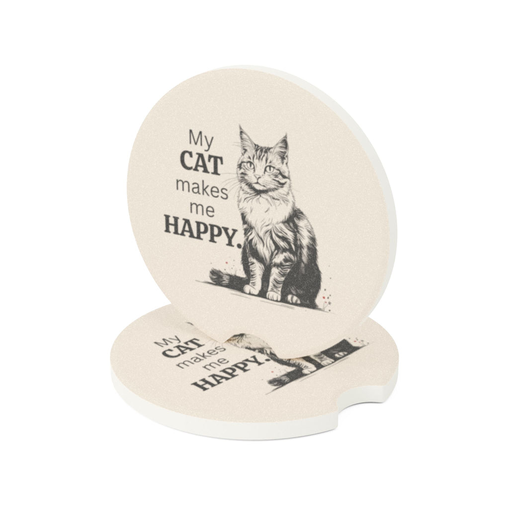 My Cat Makes Me Happy Soapstone Car Coaster