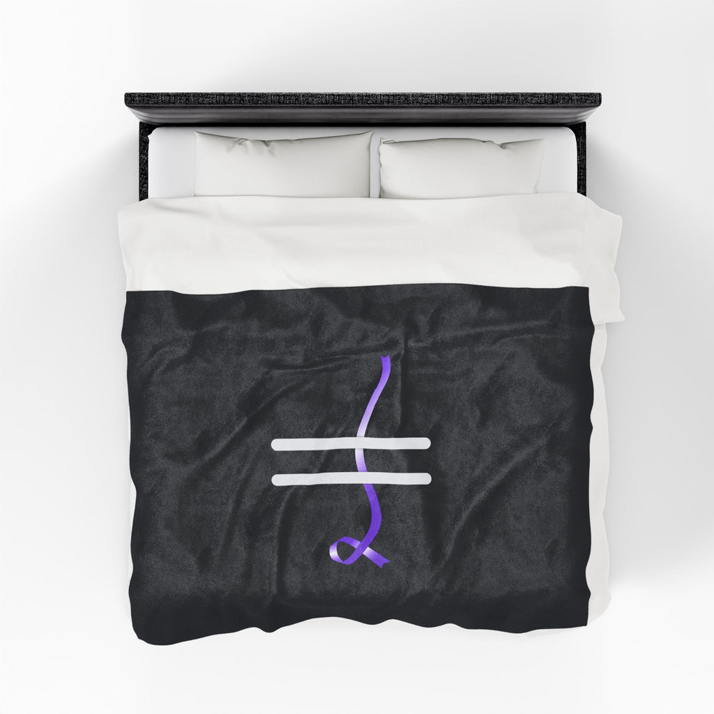 “Pause” Epilepsy Awareness Velveteen Blanket – Purple Ribbon Pause Symbol
