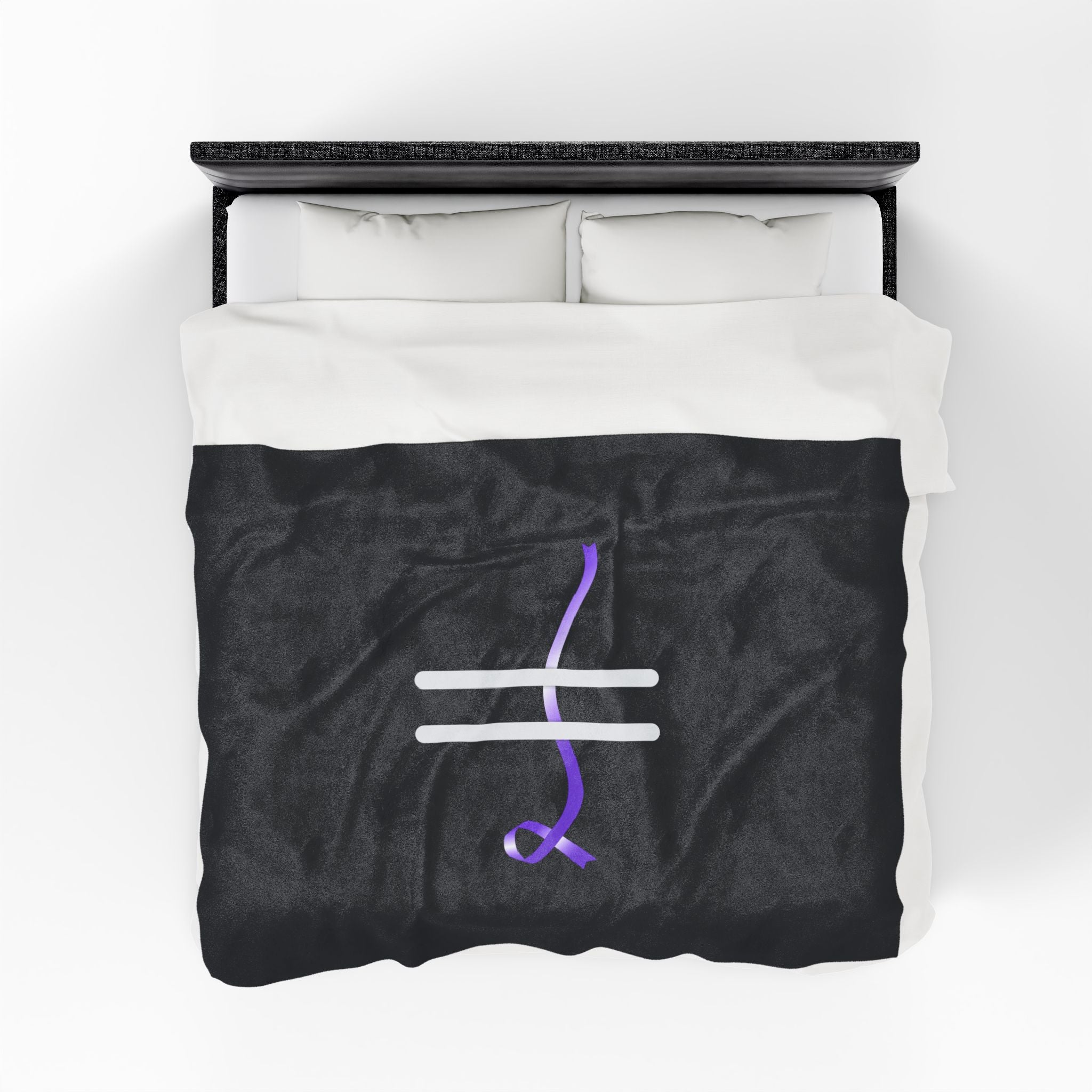 “Pause” Epilepsy Awareness Velveteen Blanket – Purple Ribbon Pause Symbol