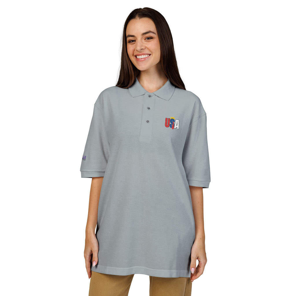 Classic USA Embroidered Unisex Polo Shirt