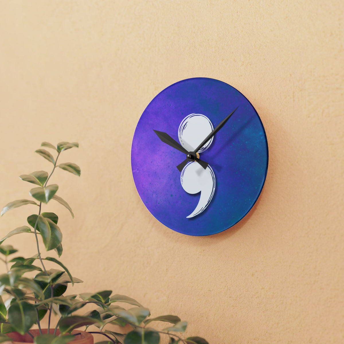 Semicolon Suicide Awareness Wall Clock | Resilience & Hope