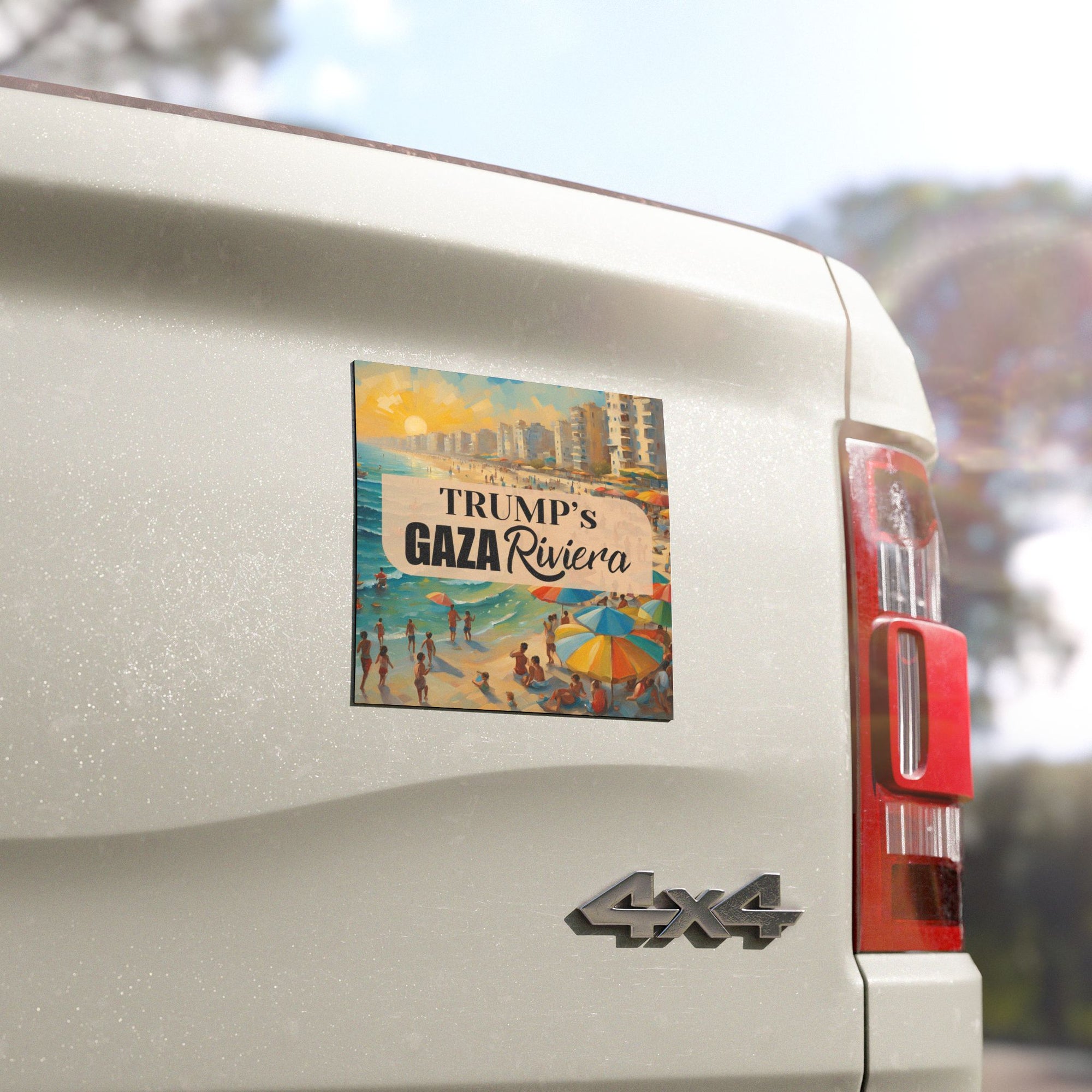 Trump's Seaside Gaza Riviera Car Magnet - Fun Travel Decor