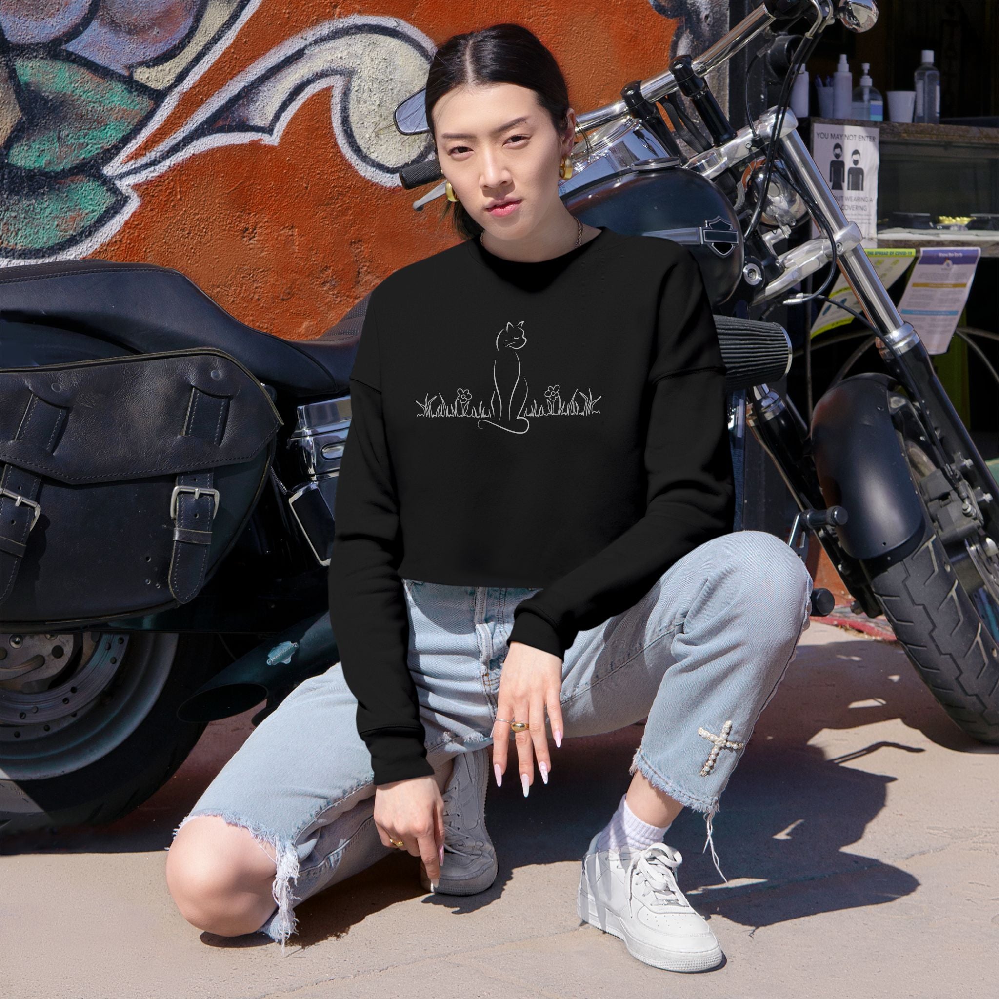 Trendy Cat Lover Women’s Cropped Sweatshirt - EpiAl's Shop