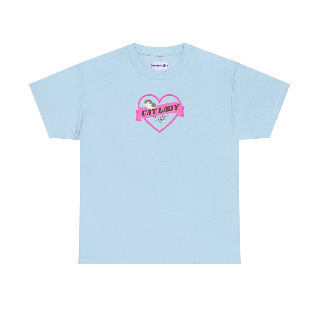 Cat Lady Cafe Unisex Heavy Cotton Tee - T - Shirt - Epileptic Al’s Shop