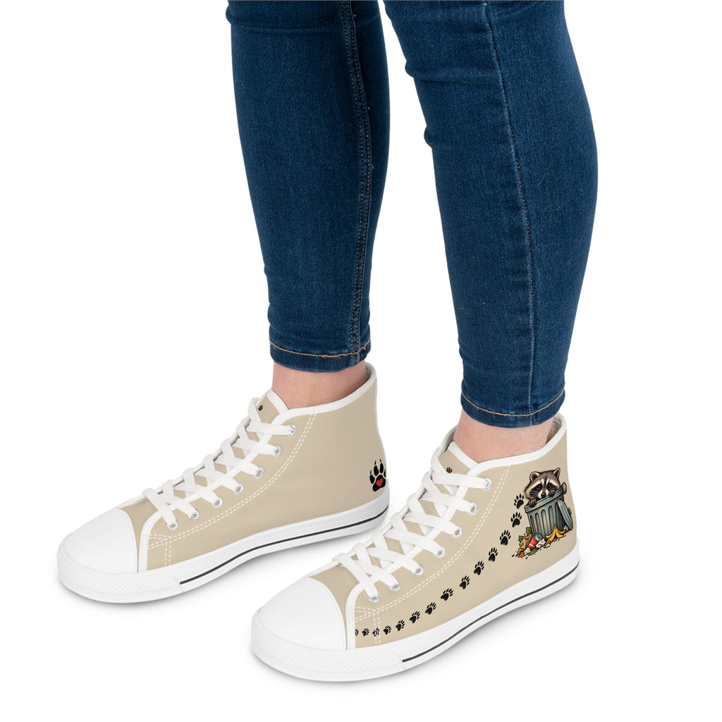 Jimothy Raccoon Paw Print Women's High-Top Canvas Sneakers | Trash Panda Shoes