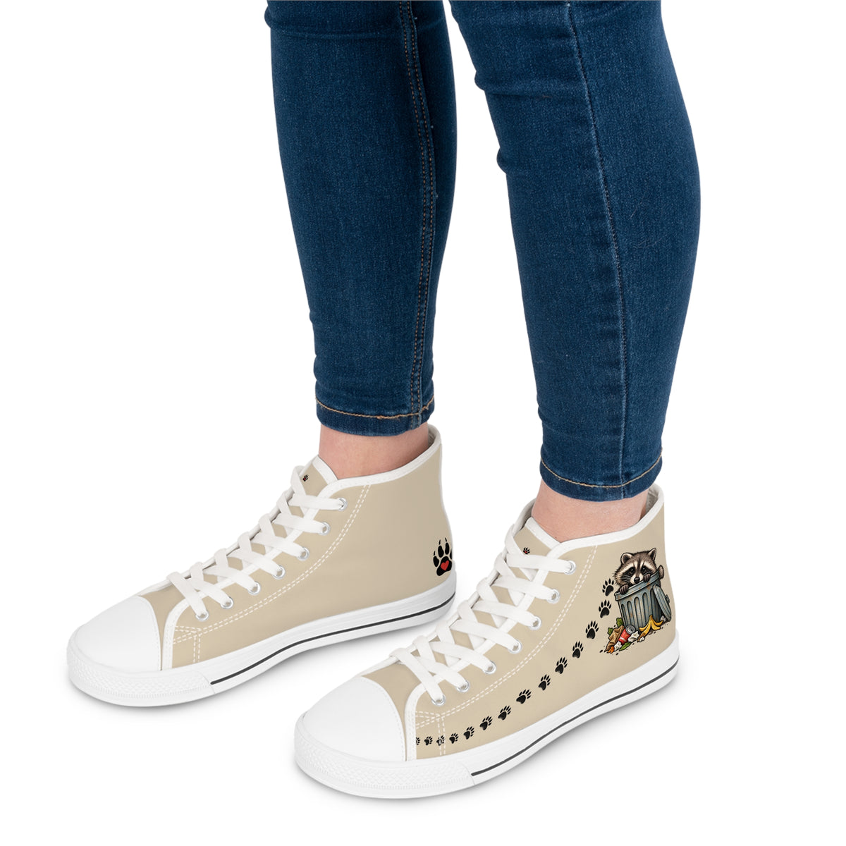 Jimothy Raccoon Paw Print Women's High-Top Canvas Sneakers | Trash Panda Shoes