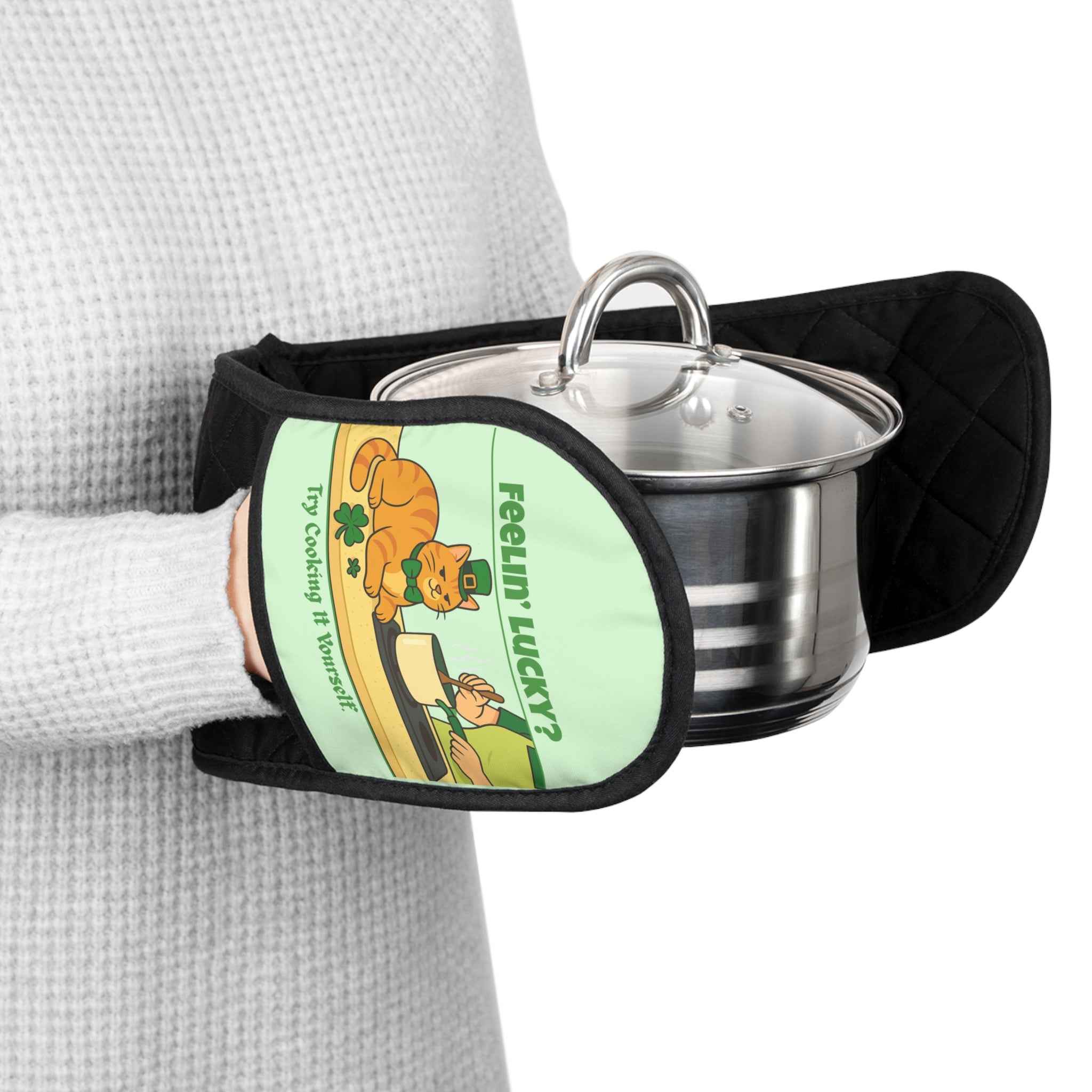 Feelin’ Lucky? – St. Patrick’s Day Cat Kitchen Oven Mitts