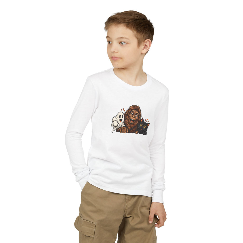 Ghost, Bigfoot & Black Cat Youth Long Sleeve T-Shirt